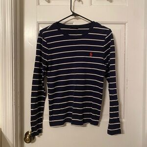 Ralph Lauren Sport Navy/White Striped Long-Sleeved Shirt sz L
